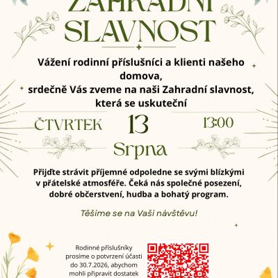Zveme Vás na zahradní slavnost